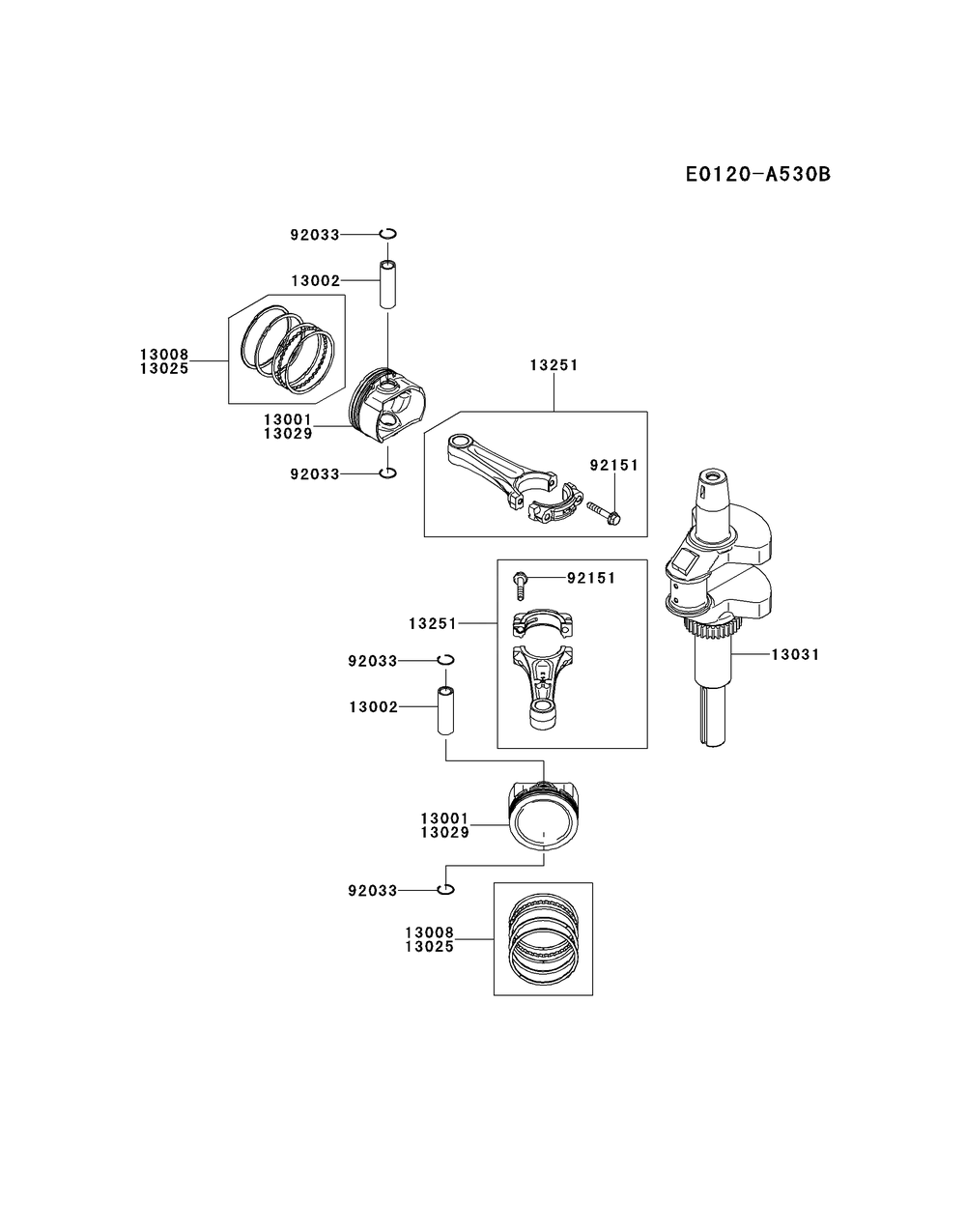 Fr600v-Cs17 Piston And Crankshaft Diagram and Parts List for FR600V-CS17  Cub Cadet Lawn Tractor